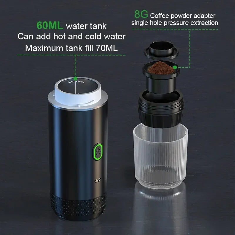 Portable Espresso Maker – Brew Hot Coffee Anywhere in 30 Seconds ☕🔥